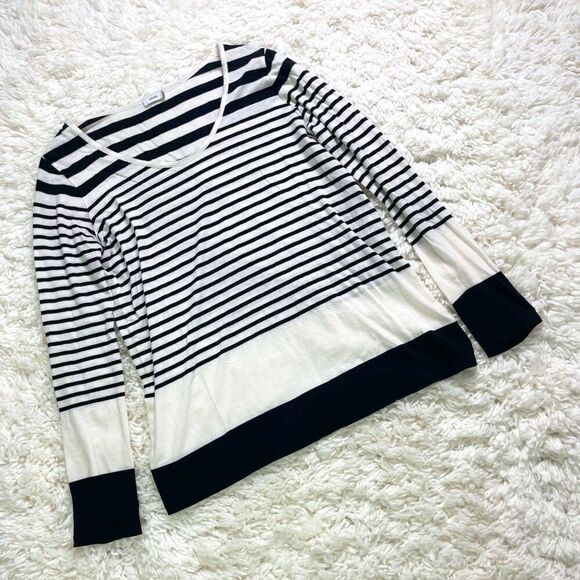 Vince Black and White Variegated-Stripe Long-Sleeve Shirt - Picture 1 of 4